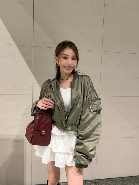 Gathered Sleeve Cropped MA-1 ／再販売ご注文受付中