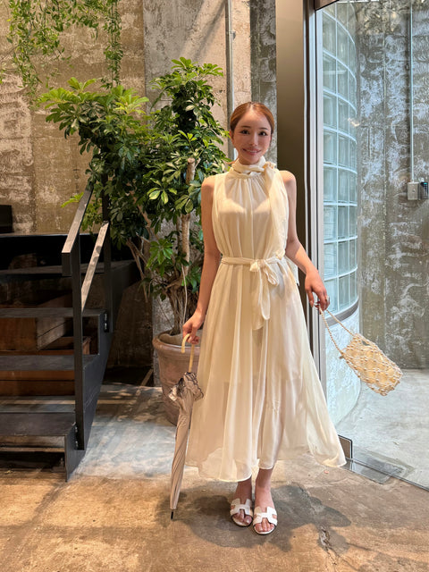 Sheer 4Way Ribbon Dress／Long ivory