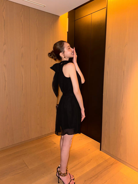 Sheer 4Way Ribbon Dress／Mini black