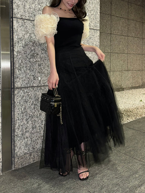 tulle skirt／Black