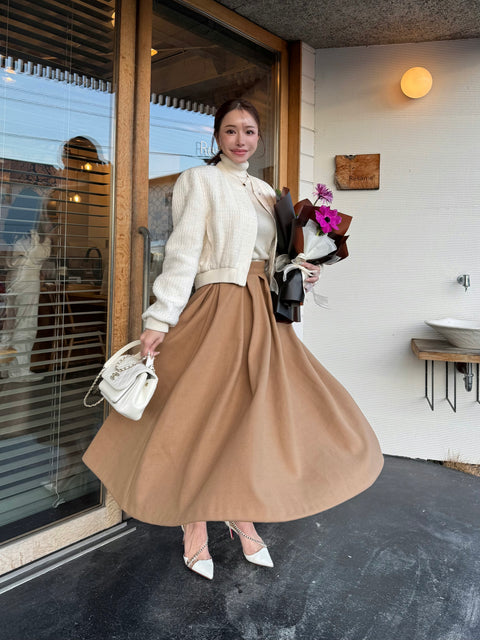Longタックスカート(Camel)