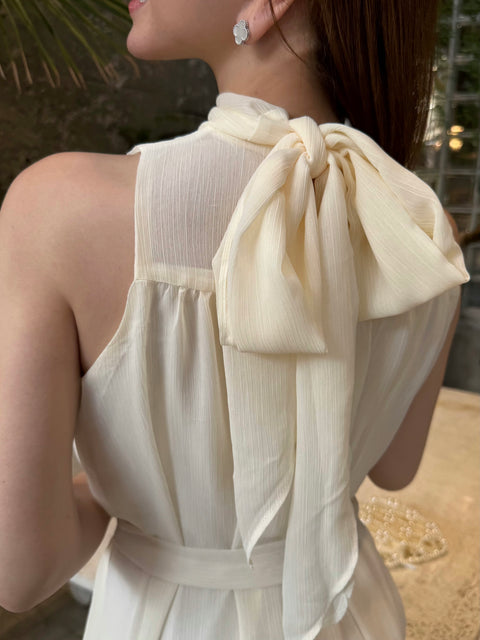 Sheer 4Way Ribbon Dress／Long ivory