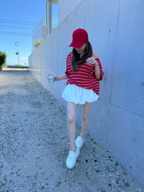 Airy Balloon Skort／white・black