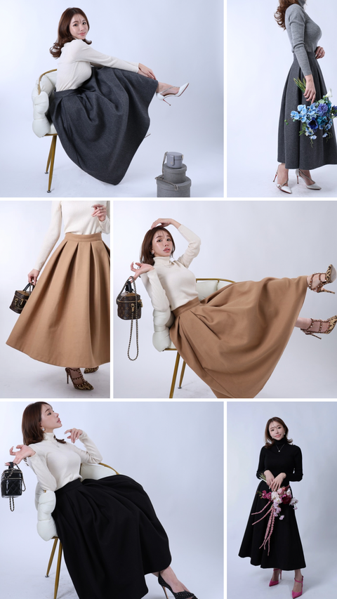 Longタックスカート(Black)