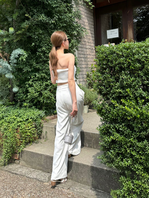 White bustier＆pants set／送料無料