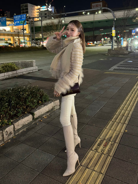 Fur×Glitter カーディガン(Beige)