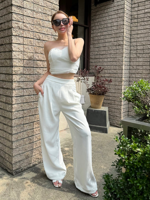 White bustier＆pants set／送料無料