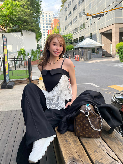Asymmetric Lace Camisole/Black