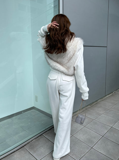 Fur Vest & Wide Pants Set-Up