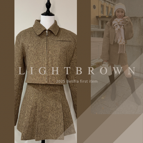 プリーツスカートセットアップ(Lightbrown)