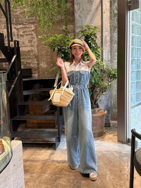 High-Waisted Summer Denim All-in-One