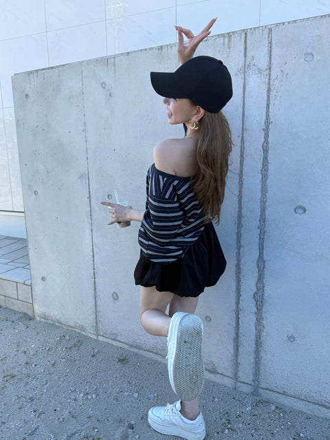 Airy Balloon Skort／white・black