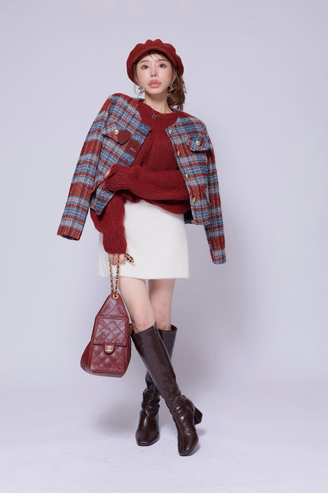 Classic Tweed Check Jacket／red再販ご予約受付中(送料無料)