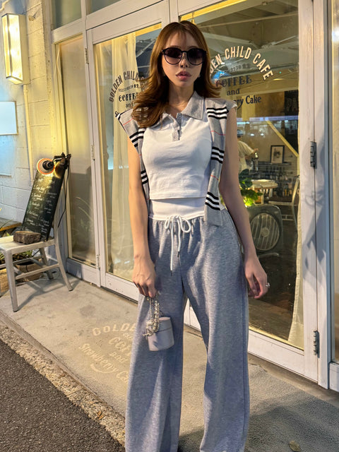 Border shawl Polo 3Set／gray (送料無料)