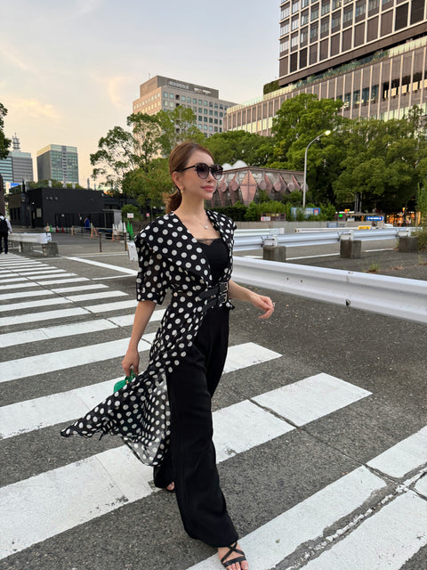 Asymmetric Dot Flare Robe／送料無料