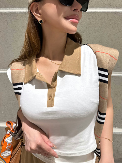 Border shawl Polo 3Set／brown (送料無料)