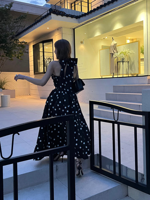 Dot Holter Long Dress／Black