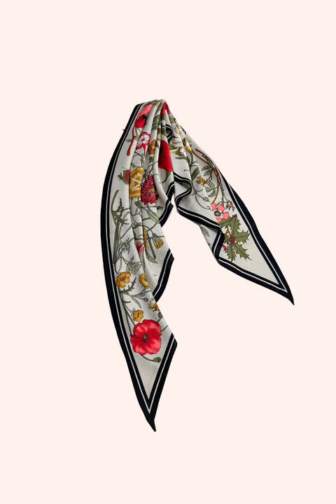 Flower scarf／grey・送料無料