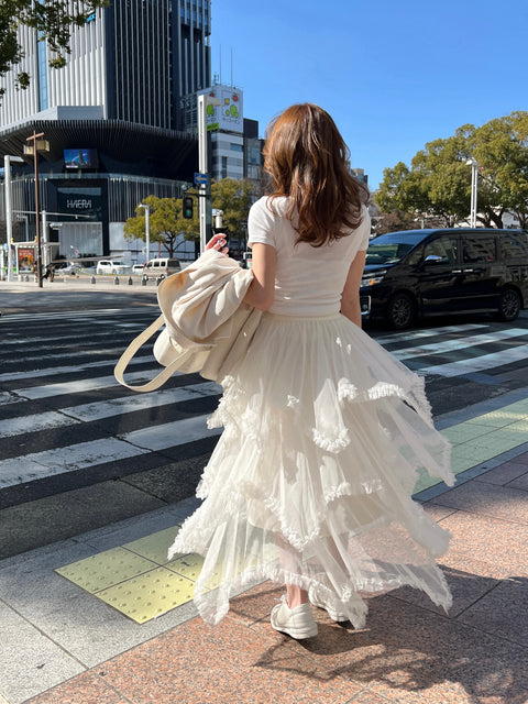 Airy Volume Tulle Skirt／Ivory