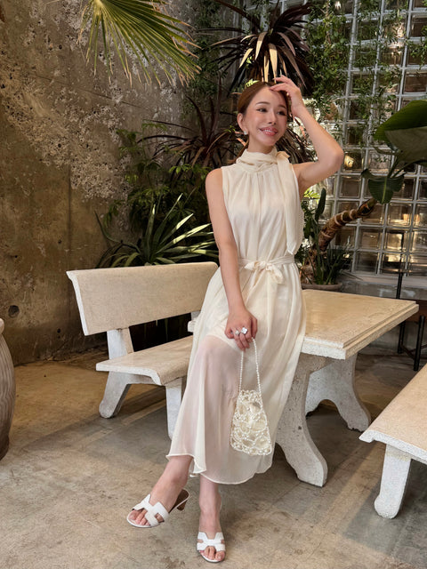 Sheer 4Way Ribbon Dress／Long ivory