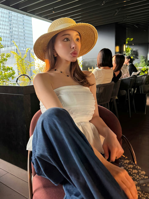 peplum tube tops(White)即納可