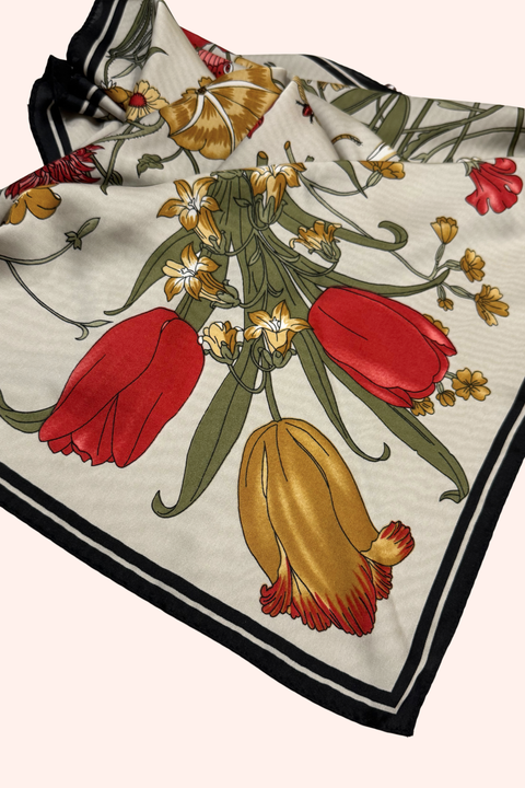 Flower scarf／grey・送料無料