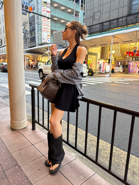 Drape Sandal Boots／Black(只今ご予約受付中)