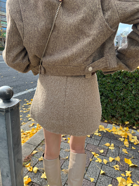 Teddy Mini Skirt(ベルトset)beige／S・Mご予約受付中