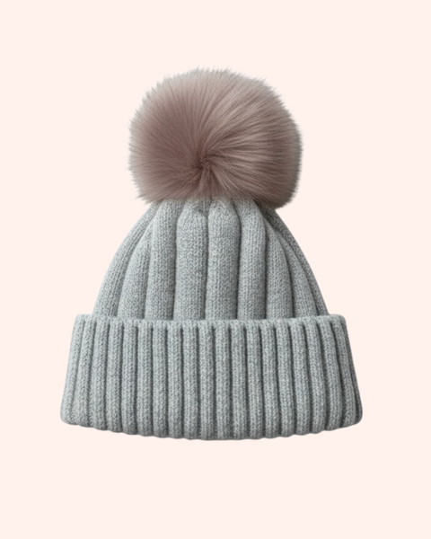 Fur Pom Knit Beanie