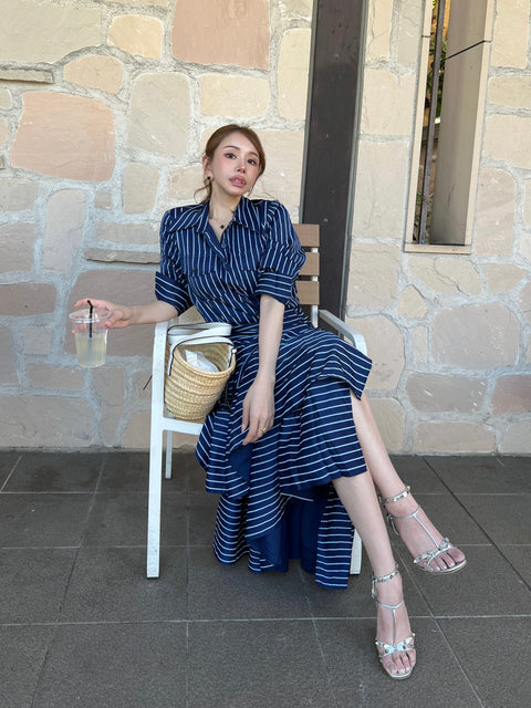 Stripe Tiered One-piece Set