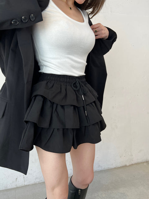 Tiered Frill Mini Skirt(インナーパンツ付き)／Setupで購入の場合は900円OFF➞￥16,000