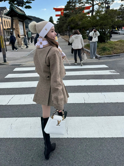プリーツスカートセットアップ(Lightbrown)