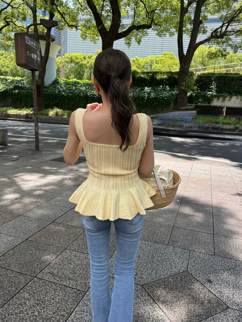 Sleeveless peplum tops／yellow