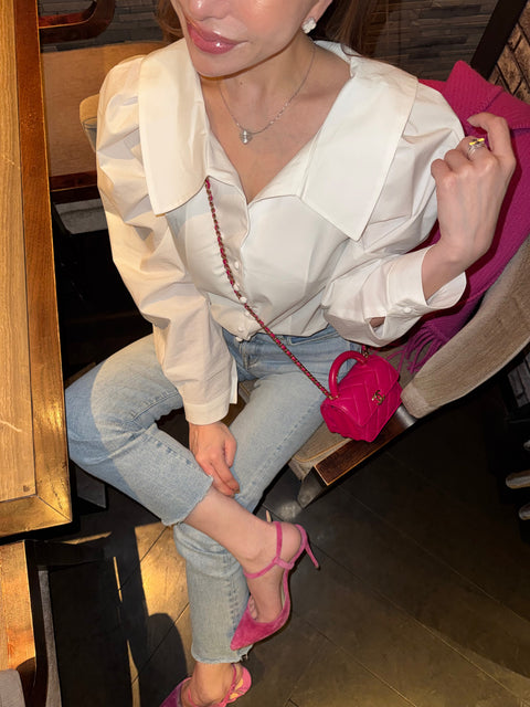 Soft Big Collar Blouse／stripe