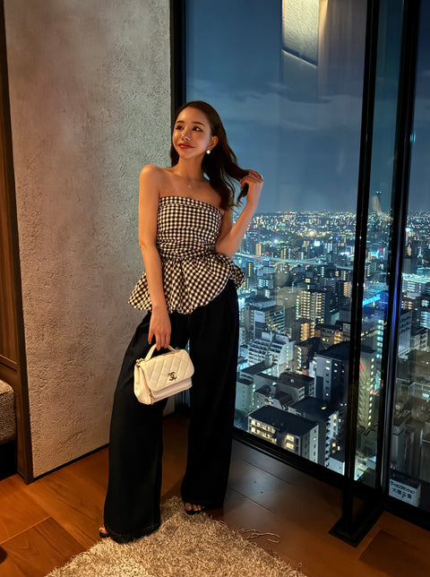 peplum tube tops(Ginghamcheck)即納可