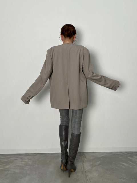 Grace No-Collar Jacket ／greige(送料無料)