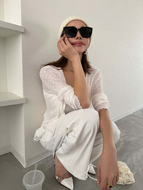 Lace Camisole & Cardigan／white