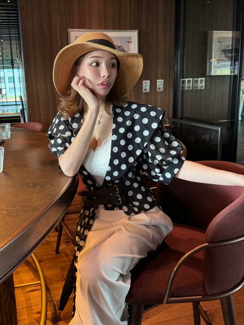 Asymmetric Dot Flare Robe／送料無料