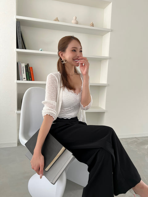 Lace Camisole & Cardigan／white