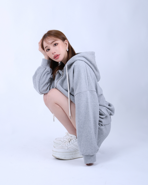 ZIPパーカー＆インナーパンツミニスカートSET/gray