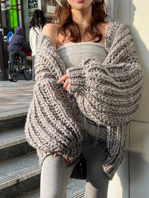 再販売ご予約受付中 Low-gauge long knit／gray