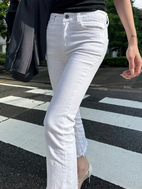Flare denimpants／White(送料無料)