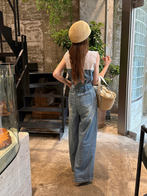 High-Waisted Summer Denim All-in-One