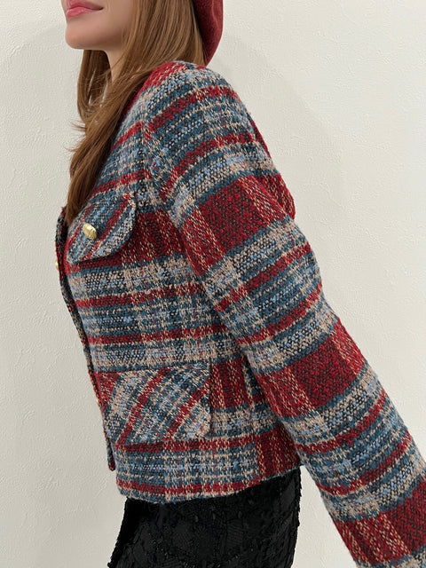 Classic Tweed Check Jacket／red再販ご予約受付中(送料無料)
