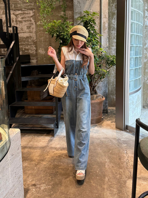 High-Waisted Summer Denim All-in-One