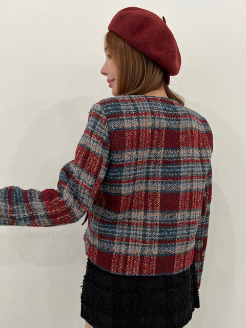 Classic Tweed Check Jacket／red再販ご予約受付中(送料無料)