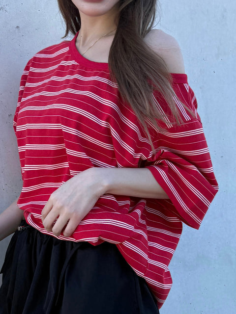 Off-Shoulder Over Top／red・navy