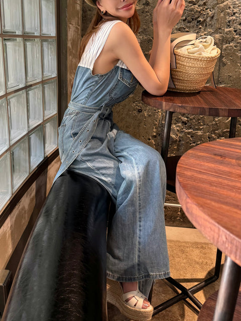 High-Waisted Summer Denim All-in-One