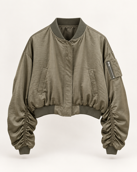 Gathered Sleeve Cropped MA-1 ／再販売ご注文受付中