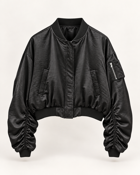 Gathered Sleeve Cropped MA-1 ／再販売ご注文受付中